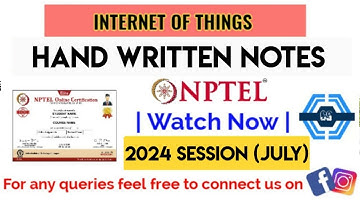 Introduction To Internet Of Things | Hand Written Notes 2024 (July) | NPTEL | SWAYAM