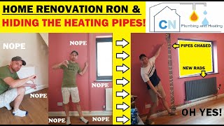 Hiding The Central Heating Pipes, Chasing Walls - Home Renovation Ron.