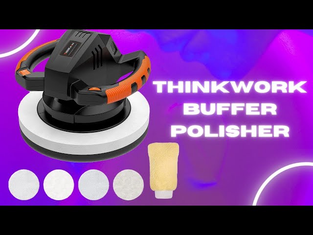 THINKWORK Buffer Polisher,10 Inch Car Polisher Sets with 4 Buffing and  Polishing Bonnets,6 Variable Speed 1500-3600 RPM,Double handle, Ideal for  Car