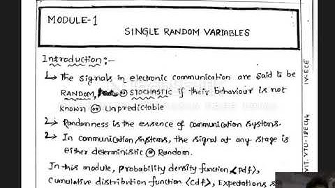 Module-1: Single Random Variables, Introduction