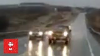 Dashcam captures near head on collision