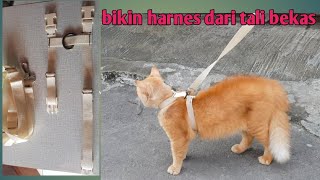 cara bikin harnes kucing dari tali bekas | harnes model H