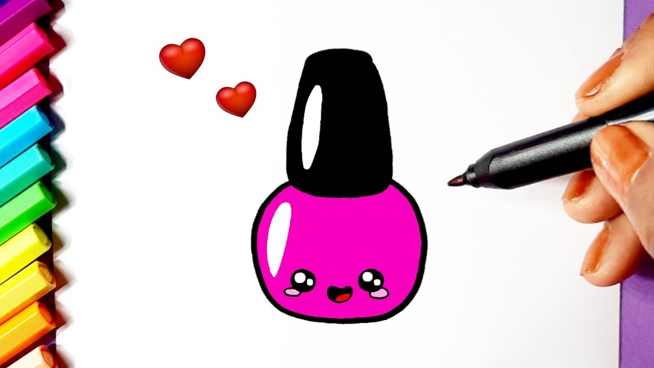 Como desenhar Esmalte fofo Kawaii ❤ Desenhos Kawaii - Desenhos para Desenhar  