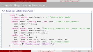 Object-Oriented programming (C#) lecture 05 inheritance part 02