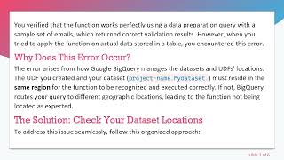 Resolving User Defined Function not found Errors in Google BigQuery
