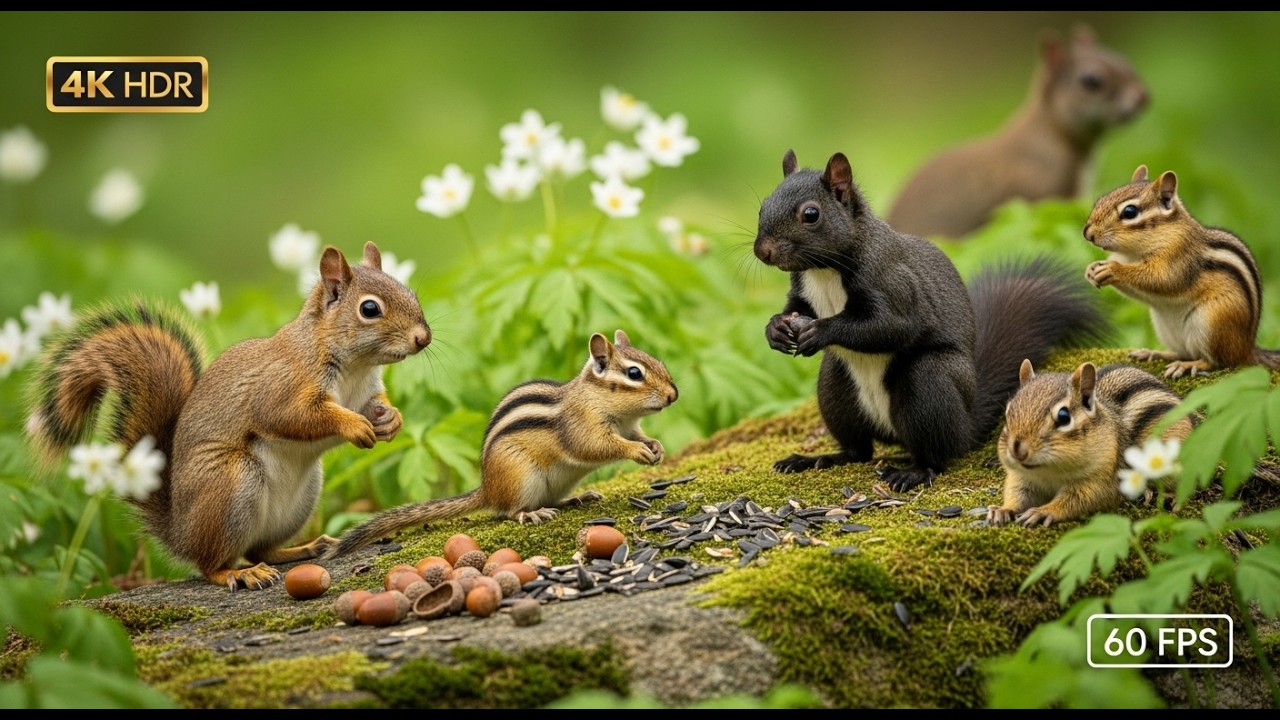 🔴 24/7 LIVE: Cat TV 😺 Cute Birds Squirrels and Chipmunks in Spring 4K