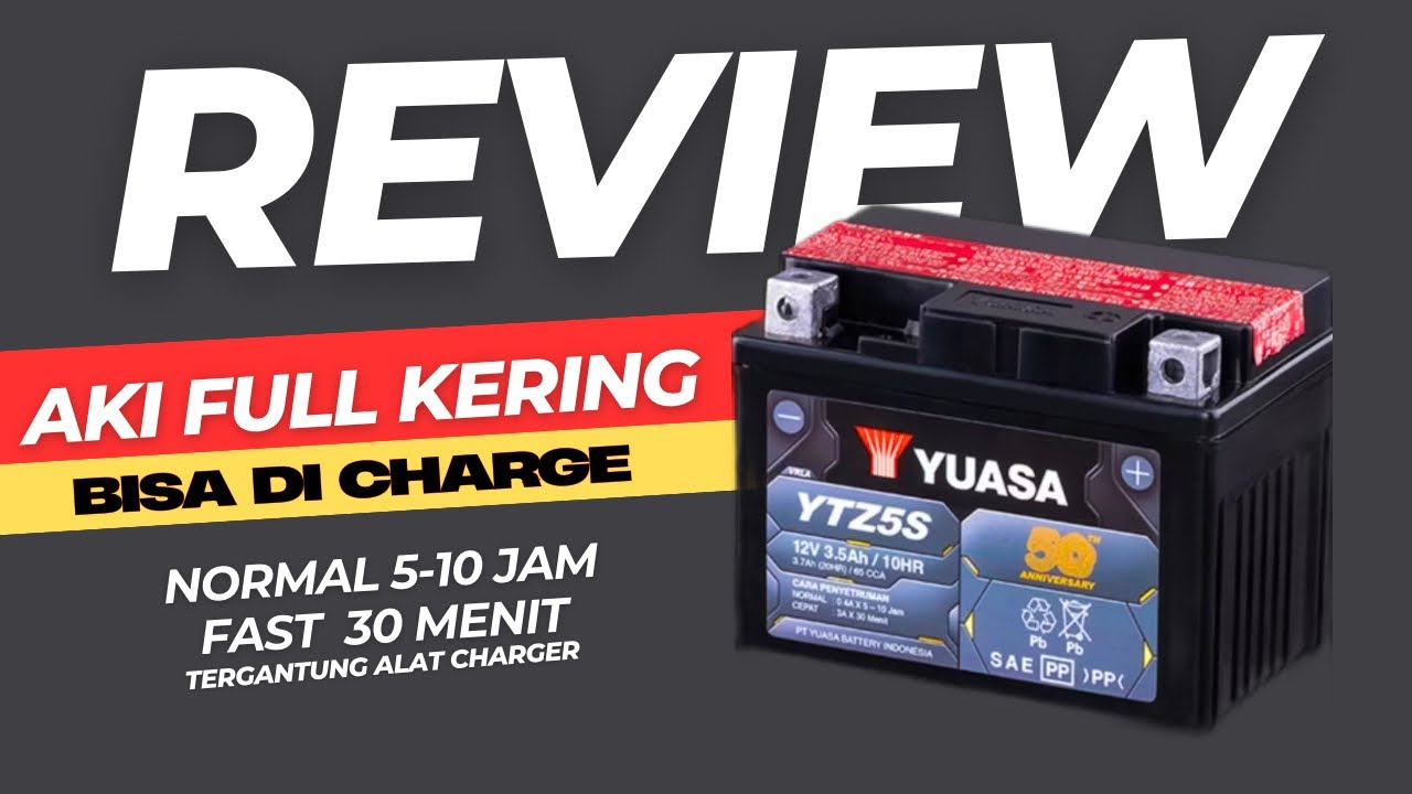 Review aki yuasa bisa di charger full kering tanpa cairan - YouTube