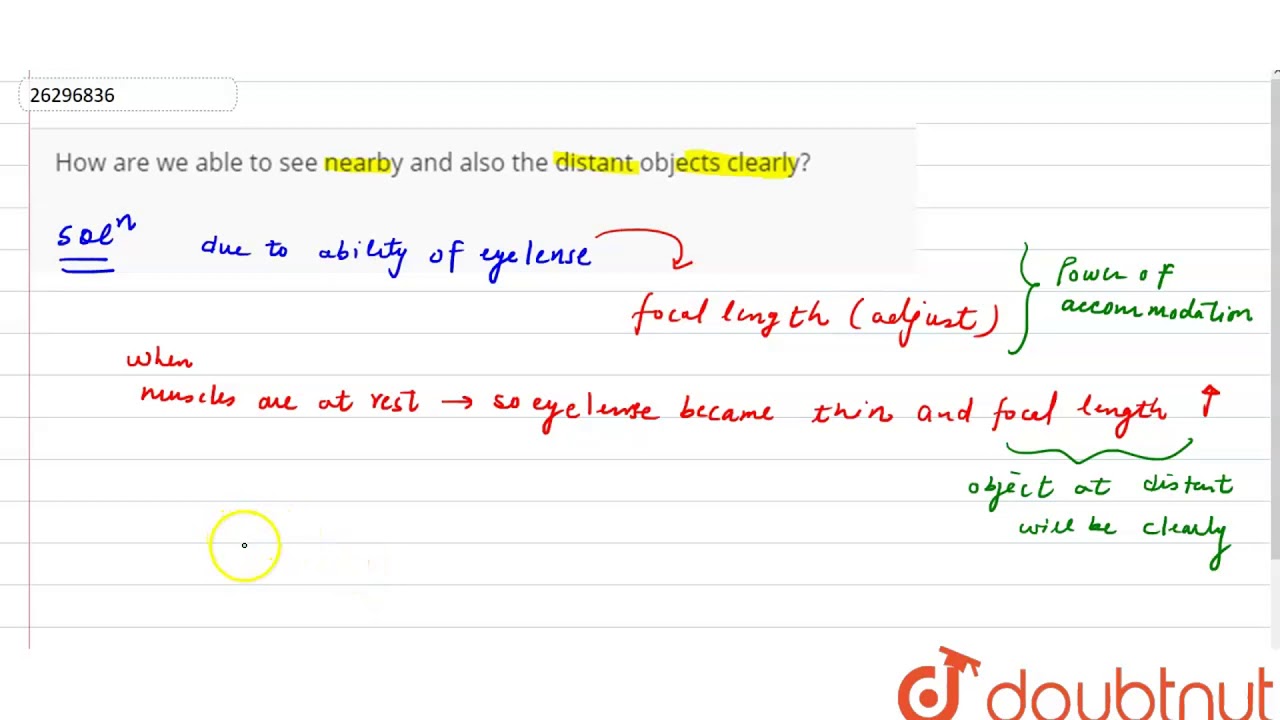 How are we able to see nearby and also the distant objects clearly?