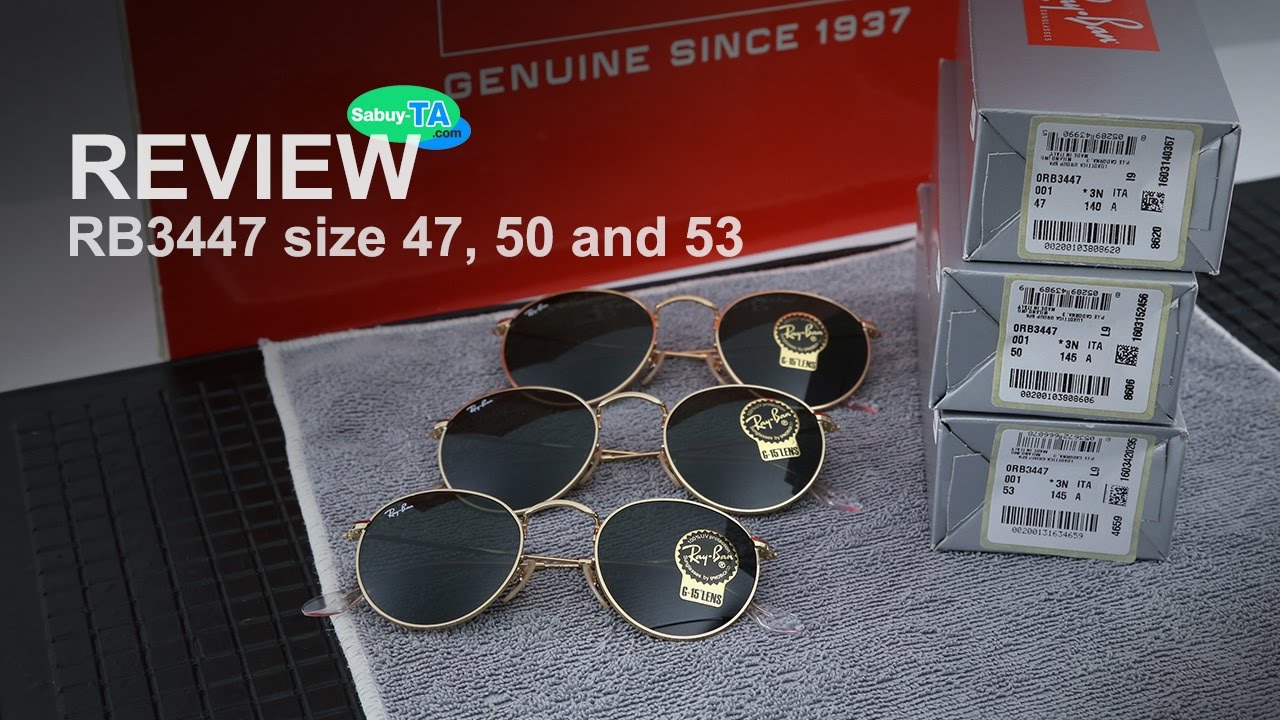Review : RayBan RB3447 เปรียบเทียบไซส์ 47,50 และ 53mm โดย สบายตาดอทคอม