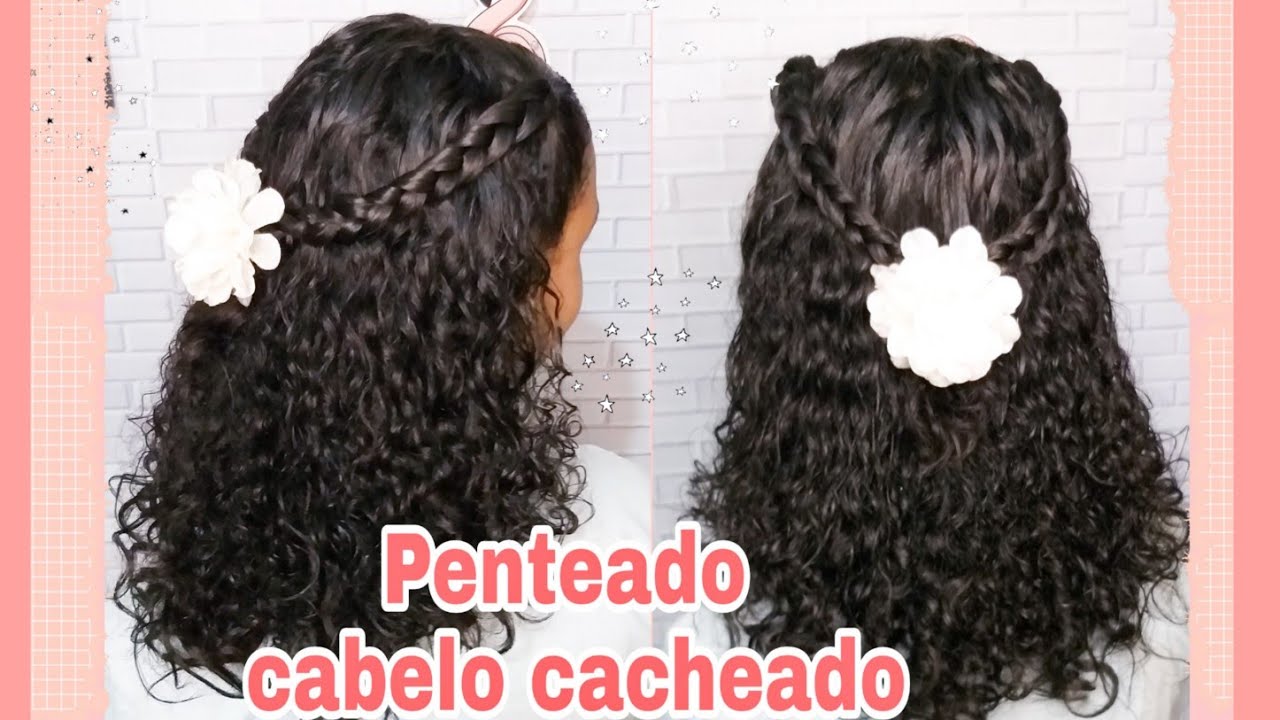 penteado para cabelo cacheado com liguinhas e tranças #87 