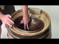 How to install a surface mount copper sink into a wine barrel vanity How to install a surface mount copper sink into a wine barrel vanity