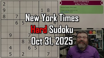 NYT Hard Sudoku Walkthrough | Oct 31, 2025
