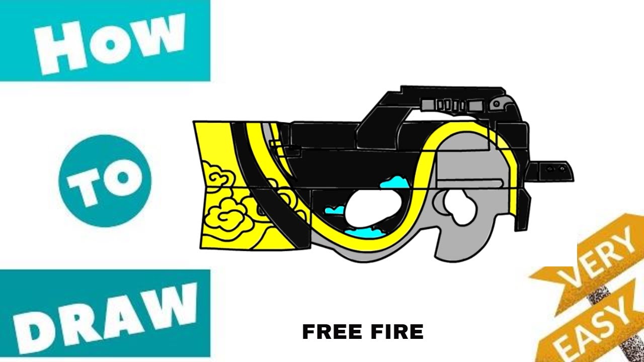 P90 Coloring WOW! HOW I DRAW P90 OF FREE FIRE /HOW TO DRAW P90 FROM FREE FIRE/# ...