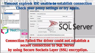 Netbeans 15 with MS SQL SERVER 2022#3: The driver could not establish a secure connection