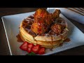 CHICKEN & WAFFLES + HOT HONEY SYRUP RECIPE | HOW TO MAKE CHICKEN & WAFFLES |