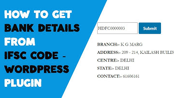 How to Get Bank Details from IFSC Code | WordPress Plugin