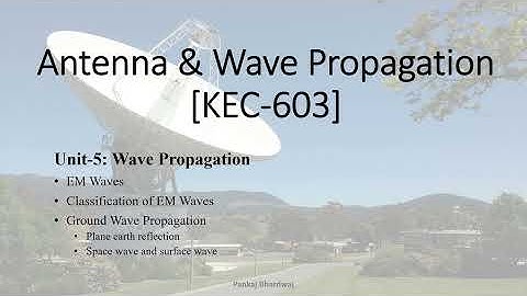 KEC603 Antenna & Wave Propagation: L12 EM Waves Ground Wave Propagation Plane Earth Reflection Space