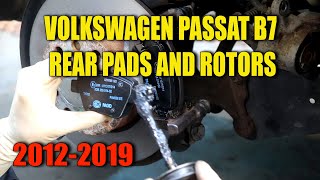 2012-2019 VW Passat B7 Rear Brake Pads / Rotor Replacement DIY (SAVE $$$)