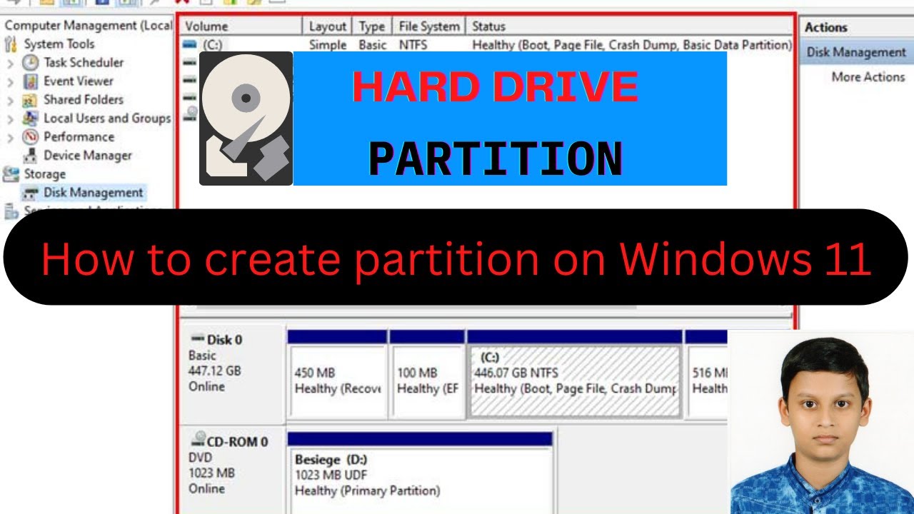 how to create partition on windows 11 desktop or laptop | Hard drive ...