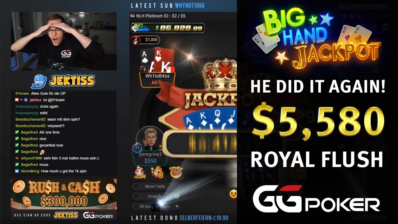 HE DID IT AGAIN! Another Royal Flush 5K Poker Jackpot for Jektiss
