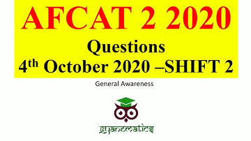 AFCAT 2 2020 Solved paper | AFCAT 2 2020 4th October 2020 Shift 2