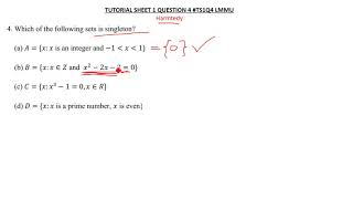 TUTORIAL SHEET 1 QUESTION 4 |SETS| SINGLETON SET #TS1Q4 LMMU Profile