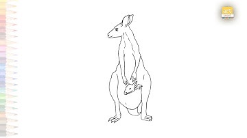 Kangaroo with baby Drawing video | How to draw Kangaroo with baby step by step | Animal drawings