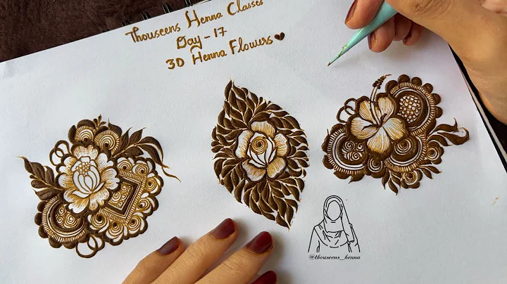 Henna Classes Day 17 / How to 3 Different Beautiful Henna Flowers and Floral Bunches #thouseenshenna