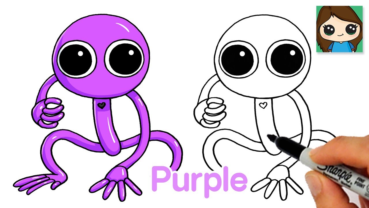 How To Draw Purple (Full Body) from Roblox Rainbow Friends