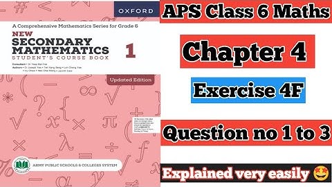 Exercise 4F Question no 1 to 3 ||  APS class 6 maths || Oxford secondary mathematics book 1