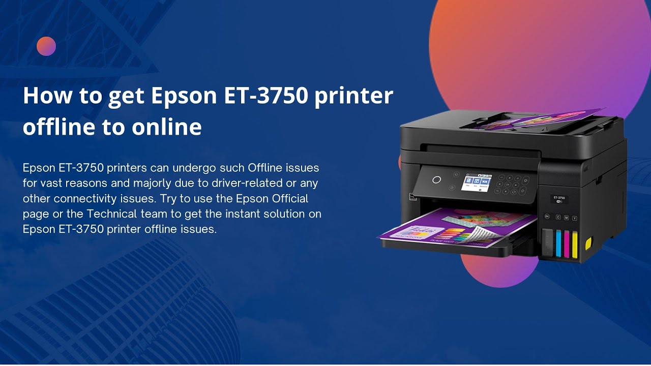 lastbil passager Børnecenter How to fix Epson ET 3750 printer offline problem | Change Epson printer  offline to online - YouTube