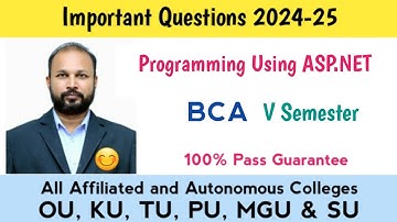 Programming using ASP.NET Important Questions 2024-25 UG Degree BCA V Semester 5th Sem Imp OU PU