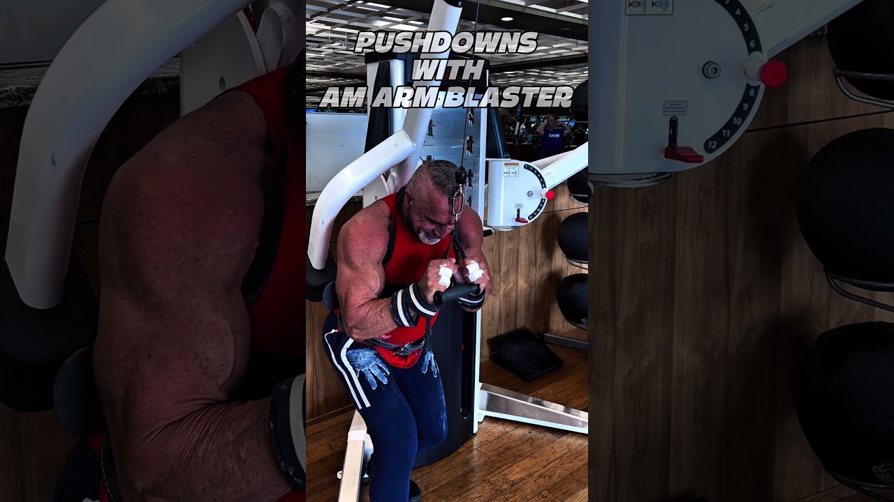 PUSHDOWNS WITH AN ARM BLASTER #ARMBLASTER #workout #motivation #muscle #triceps