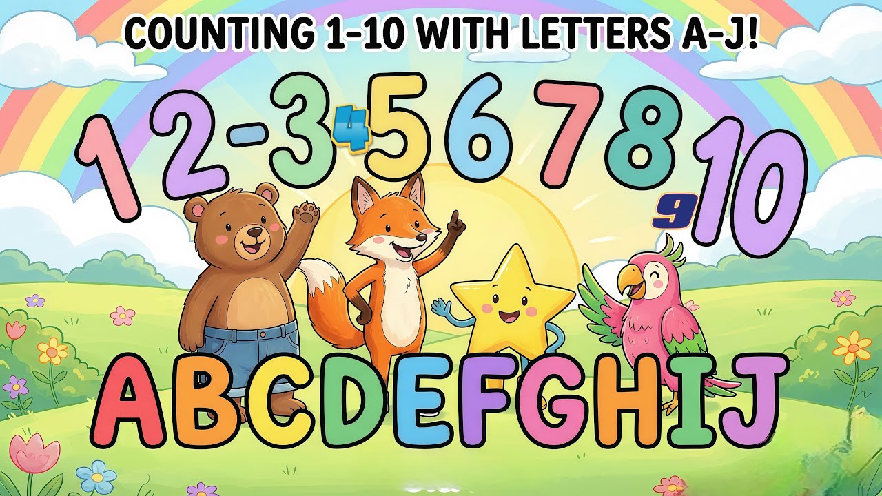 Counting 1 to 10 with Letters A to J | Numbers and Alphabet Song for ...