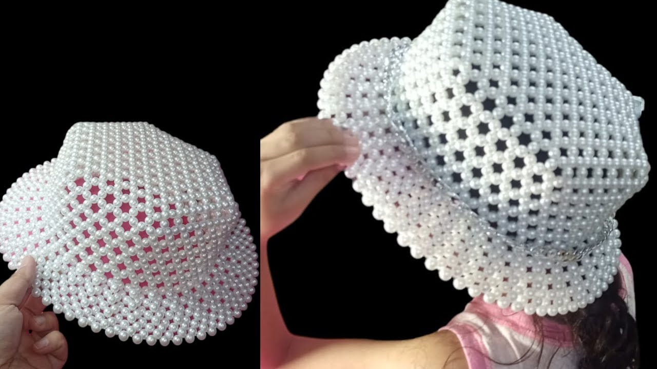 Diy:How to make pearl bead hat/ قبعه _طاقيه_شابوه خرز فكره لمشروع مربح للصيف  #shorts   #beadedwork