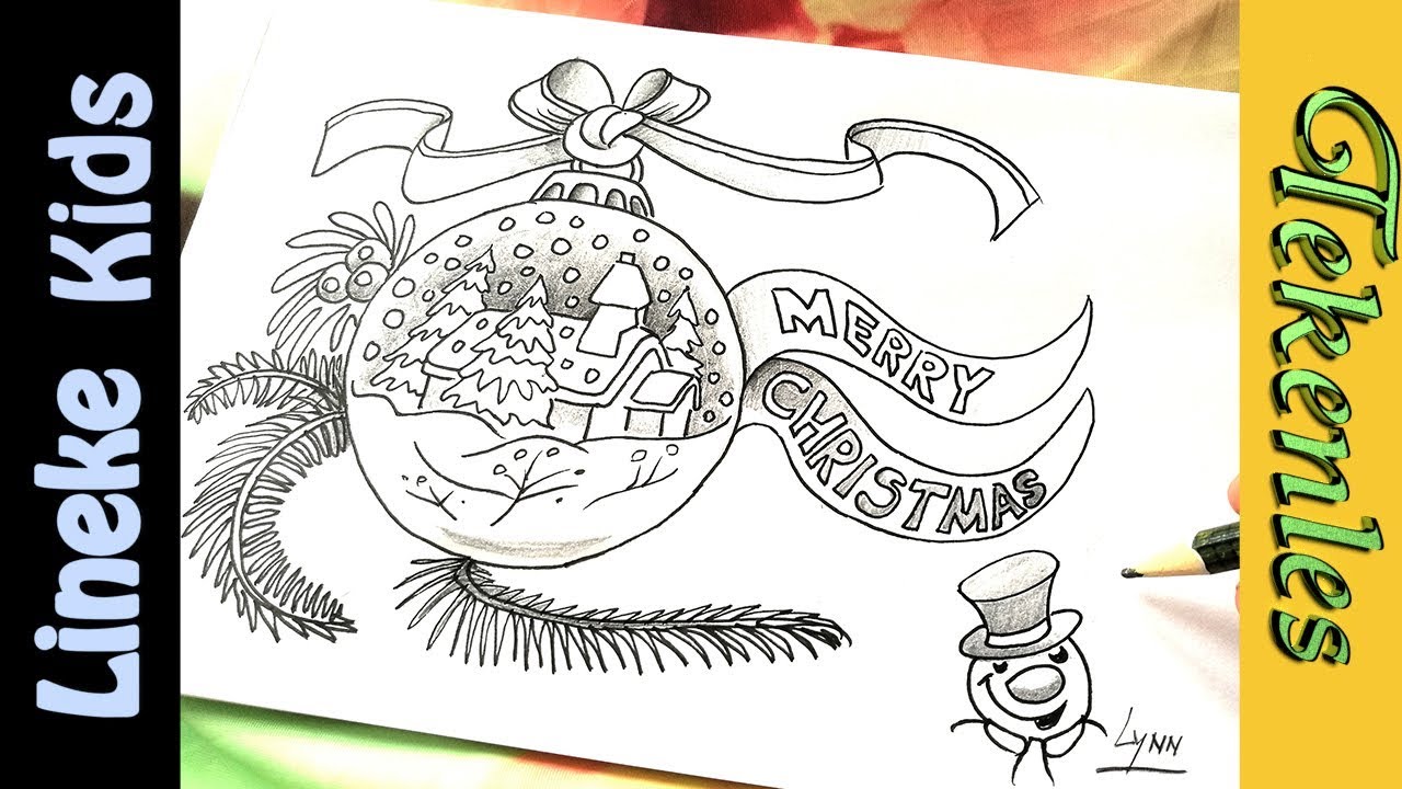 Kerst tekening maken in stappen! Doodle art Kerstmis en kerstbal - YouTube