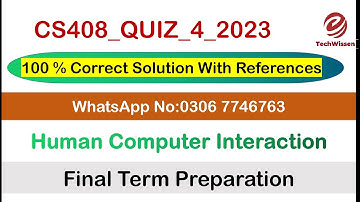 CS408 quiz 4  solution 2023 | CS408 quiz 4 | etechwissen |