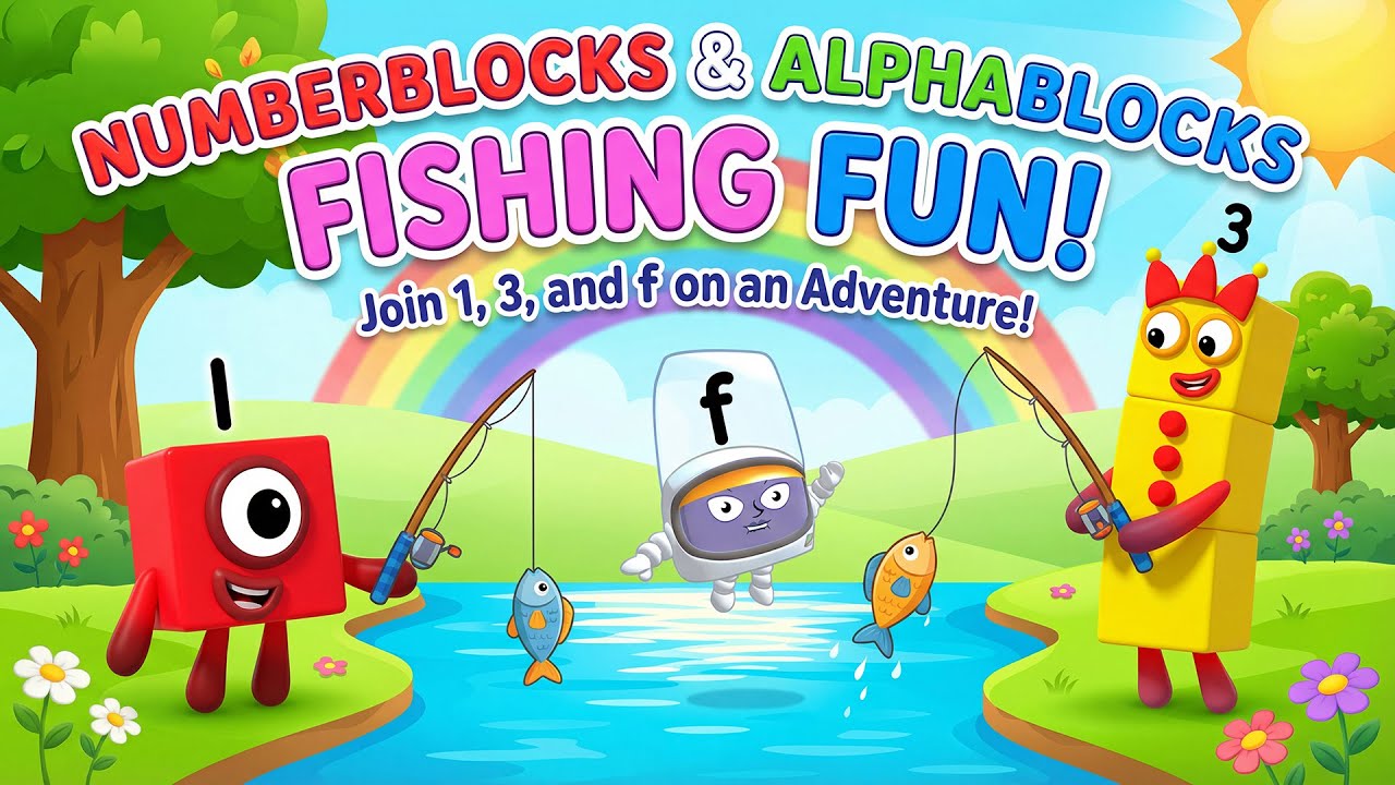 Numberblocks & Alphablocks: The Big Fishing Adventure with 1,3, j🎣✨, 🐟, 🌈 | Learn Numbers & Letters