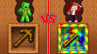 Mikey POOR vs JJ RAINBOW Pickaxe Mine Battle - Minecraft Maizen
