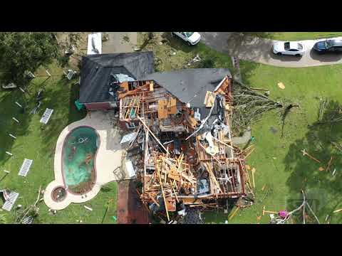 10-27-2021 Mauriceville, TX - Tornado Damage - Drone - Mobile Home Rolled - Damaged Houses
