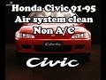 Honda Civic 1991-1995 Air system cleaning, NON A/C, Чистка радиатора печки