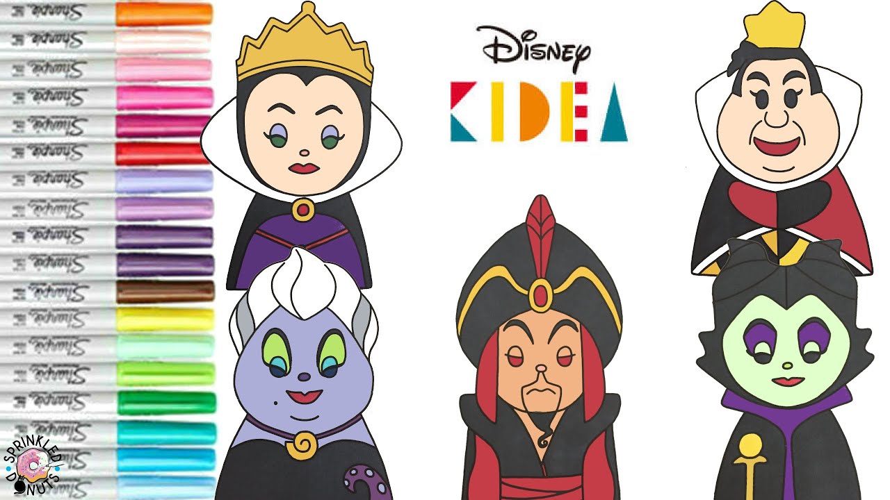 Disney Villains Kidea Coloring Book Compilation Jafar Ursula Queen of Hearts Maleficent Evil Queen