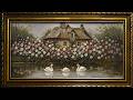 Cottage Garden Swans, Vintage Oil Painting | Framed TV Art Screensaver