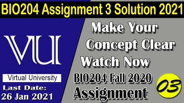 BIO204 Assignment 3 Solution 2021 | BIO204 Fall 2020 | Virtual University | AM Knowledge Official
