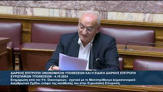 Επιτροπή οικονομικών και ειδική διαρκής επιτροπή Ευρωπαϊκών υποθέσεων 04/10/2024