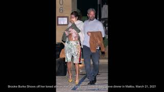 Famous Brooke Burke Shows off her toned abs as she and boyfriend Scott Rigsby leave dinner in Malibu. Net Worth