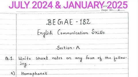 BEGAE 182 solved handwritten assignment 2024-2025 | BEGAE 182 solved assignment in English 2024-2025