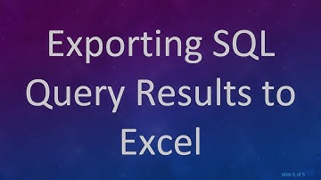 Exporting SQL Query Results to Excel
