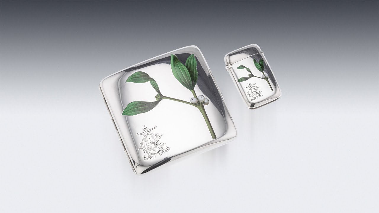 ANTIQUE 20thC AUSTRIAN SOLID SILVER & ENAMEL CIGARETTE CASE WITH VESTA c 1910 | PUSHKIN ANTIQUES