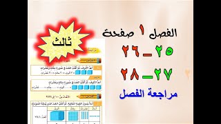 الفصل 1 مراجعة الفصل صفحة 25 _ 26 _ 27 _ 28 رياضيات للصف الثالث الابتدائي.